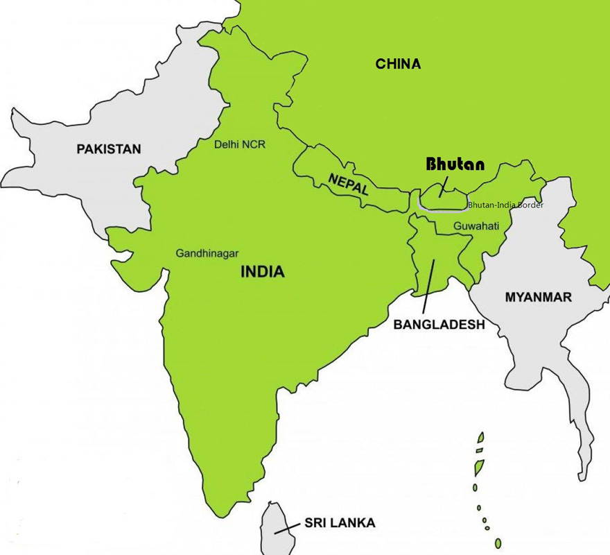 Bhutan On Asia Map